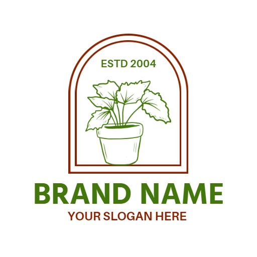 Elegant Green Plant in Pot Representing Gardening Logo Template