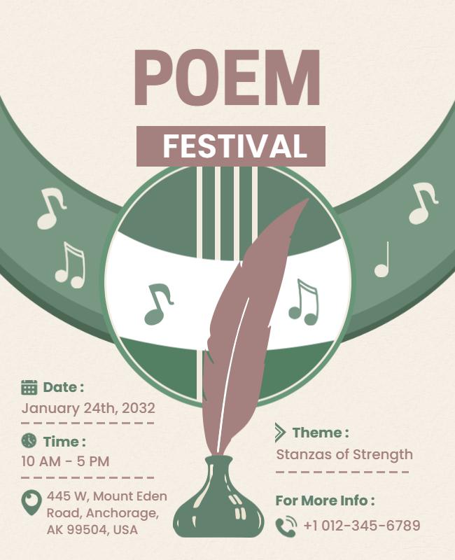 Elegant Green Poem Festival Theme Poster Template