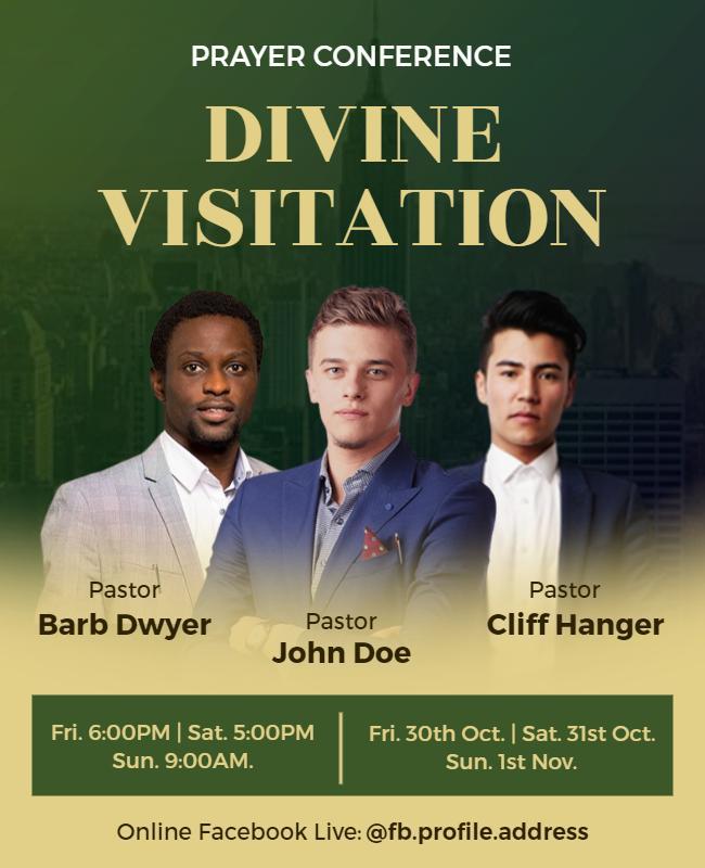 Elegant Green Prayer Conference Divine Visitation Poster Template