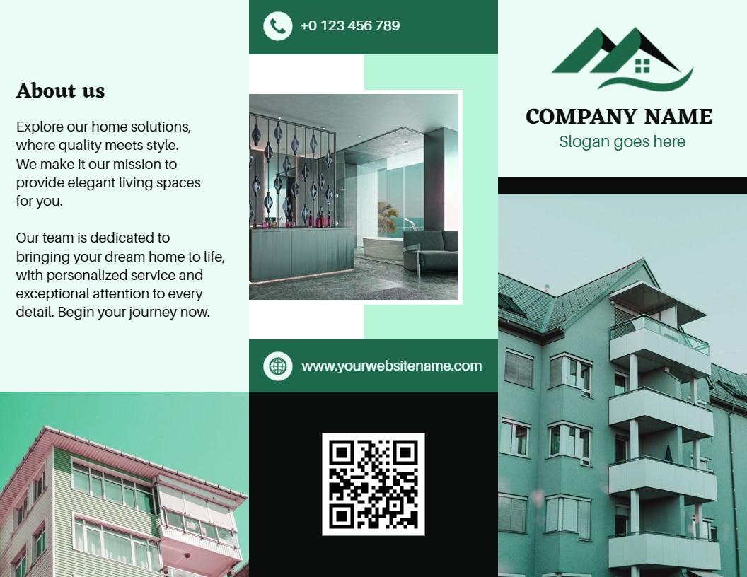 Elegant Green Real Estate Agency Services and Home Solutions Brochure Template
