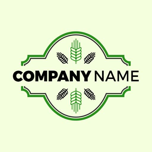 Elegant Green Rice Company Logo Featuring Leaf Patterns Logo Template