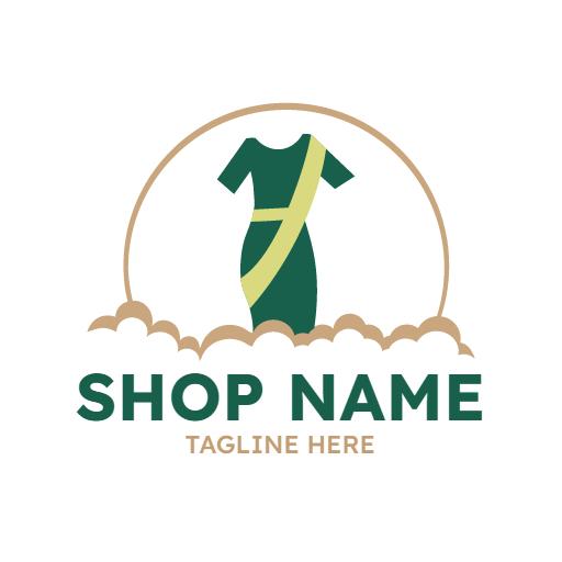 Elegant Green Saree Design Showcasing Traditional Fashion Logo Template