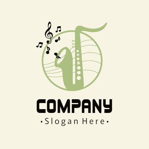Elegant Green Saxophone Representing Jazz Music Company Logo Template