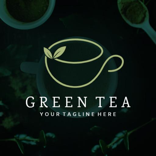 Elegant Green Tea Cup Design Emphasizing Serenity Logo Template