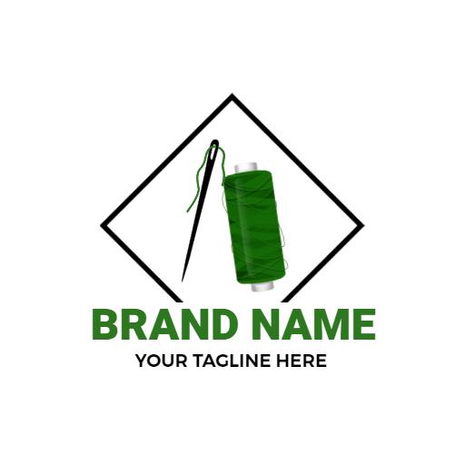 Elegant Green Thread and Needle Design Embracing Embroidery Logo Template