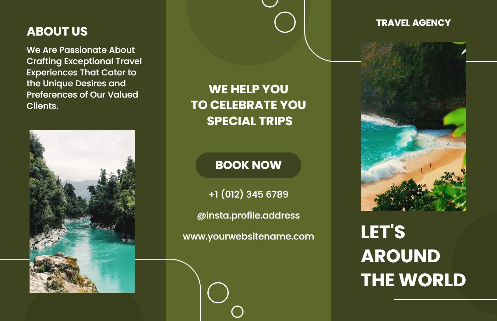 Elegant Green Travel Agency Services and Destinations Brochure Template