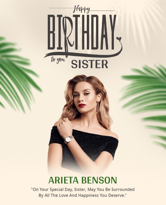 Elegant Green Tropical Birthday Celebration Poster Template