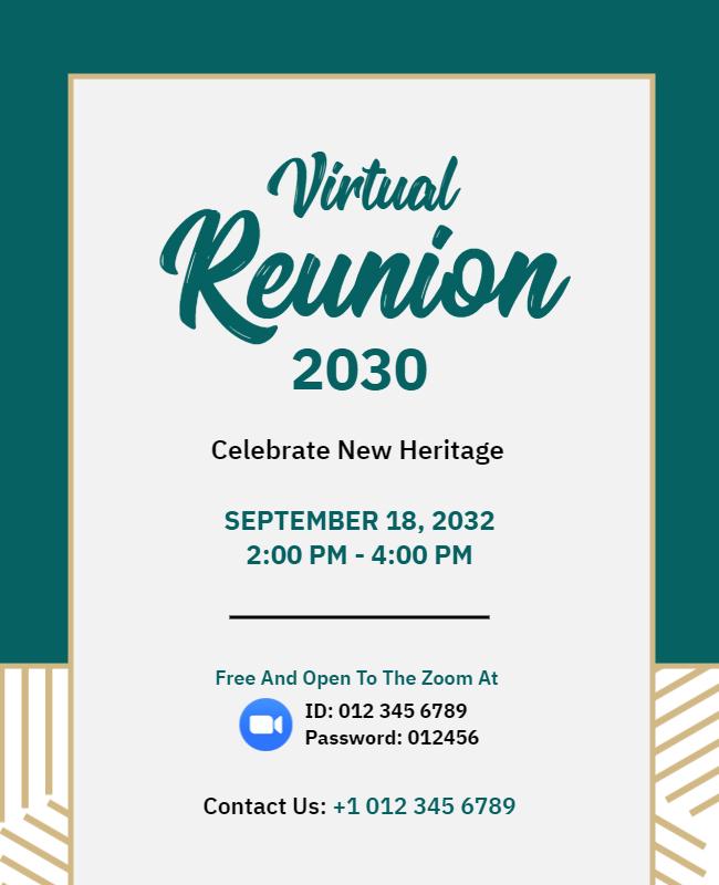 Elegant Green Virtual Reunion Celebration Poster Template