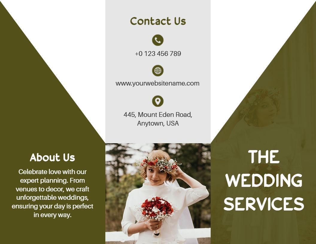 Elegant Green Wedding Planning and Services Brochure Template