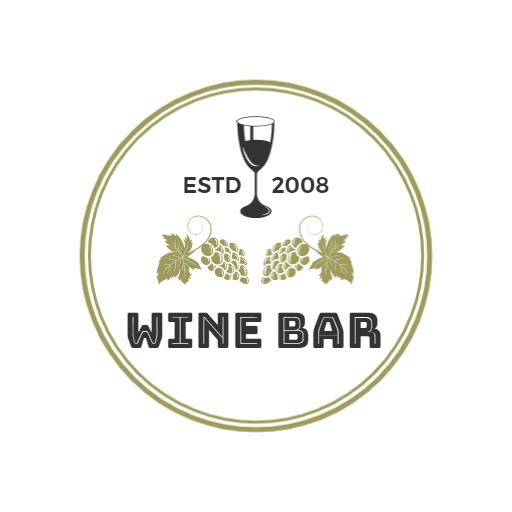 Elegant Green Wine Glass with Grapes Feature in Wine Bar Logo Template