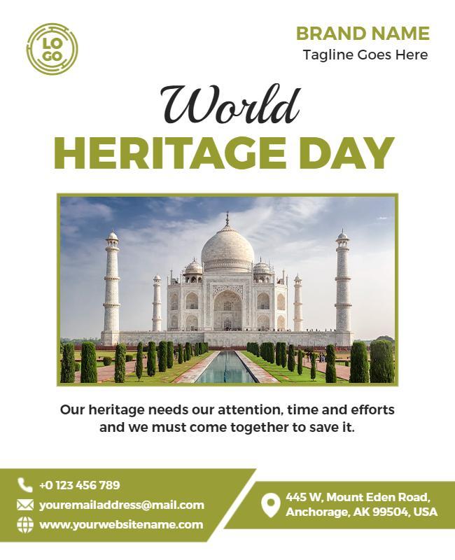 Elegant Green World Heritage Day Awareness Poster Template