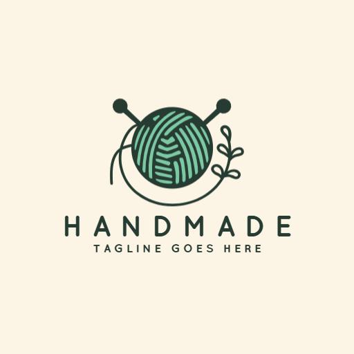 Elegant Green Yarn Illustration for Handmade Crafts Logo Template