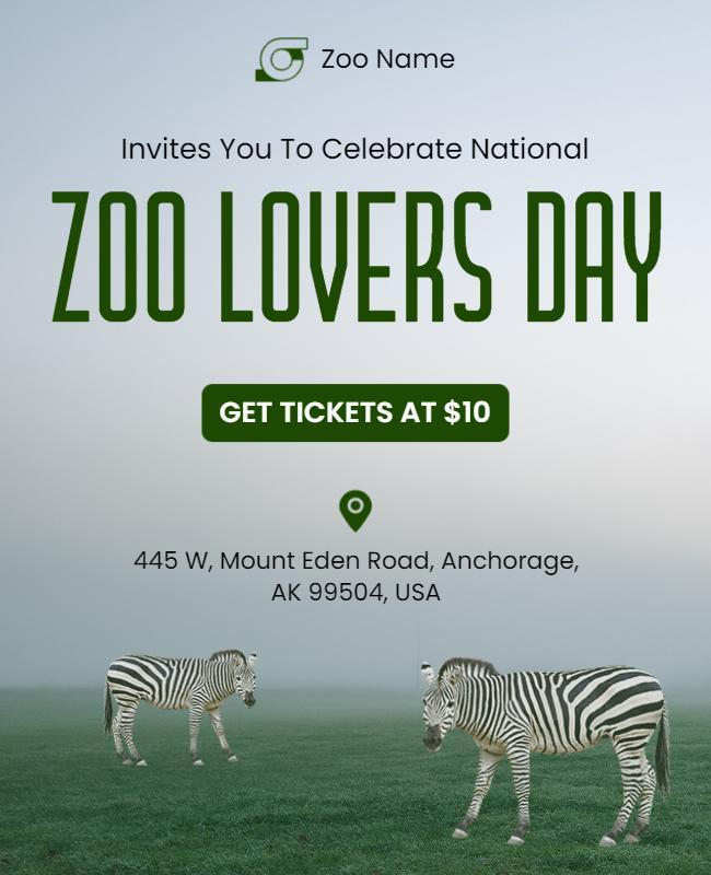Elegant Green Zoo Lovers Celebration Invitation Poster Template