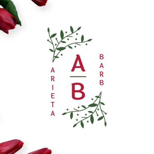 Elegant Greenery and Romantic Burgundy Wedding Logo Template
