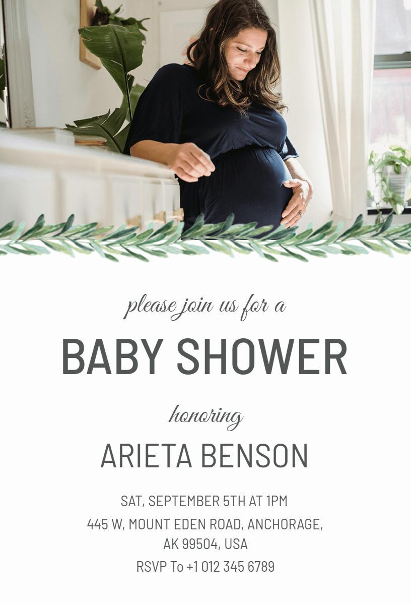 Elegant Greenery Baby Shower Celebration Invitation Template