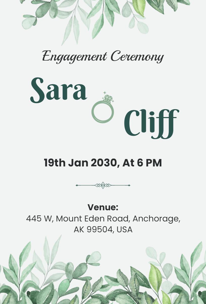 Elegant Greenery Engagement Ceremony Celebration Invitation Template