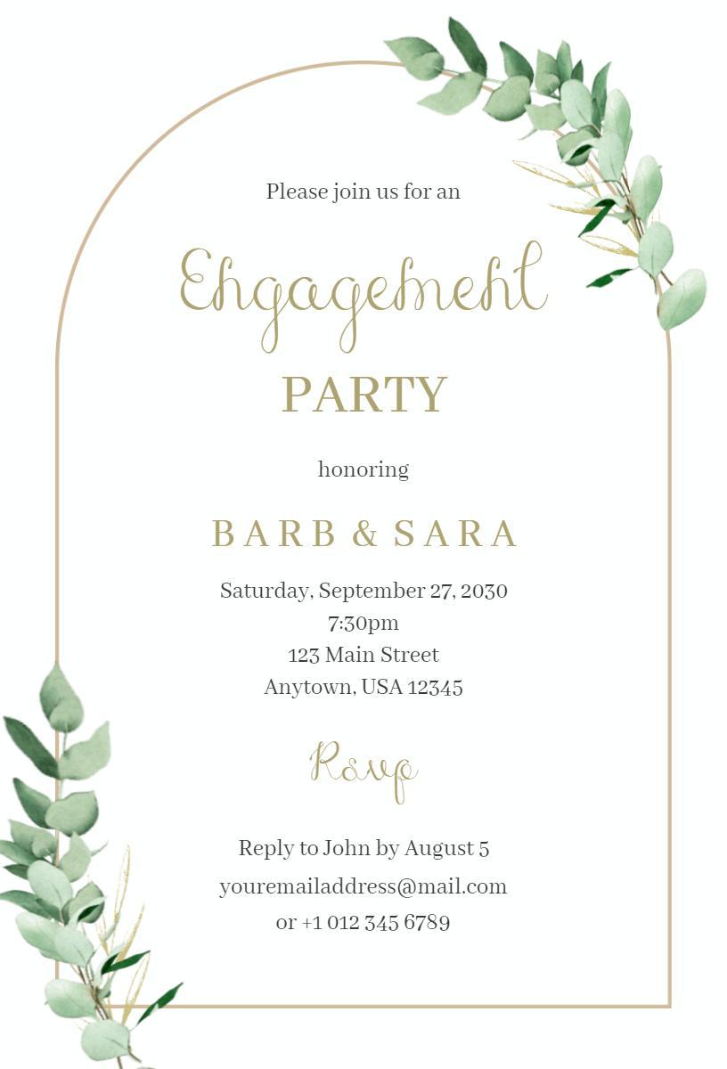 Elegant Greenery Engagement Party Celebration Invitation Template