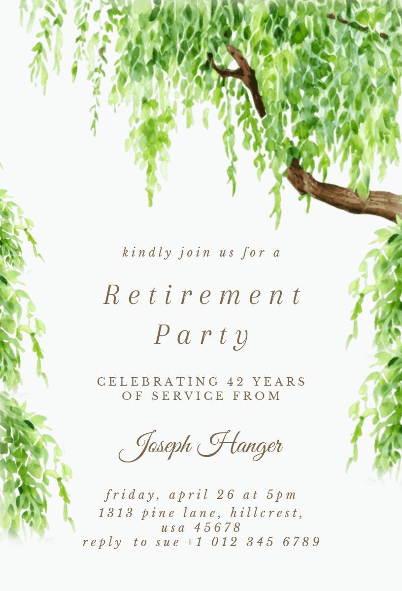 Elegant Greenery Retirement Party Celebration Invitation Template