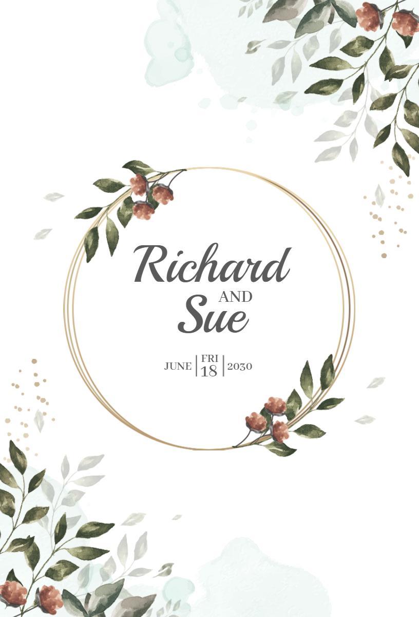 Elegant Greenery Wedding Love Celebration Invitation Template