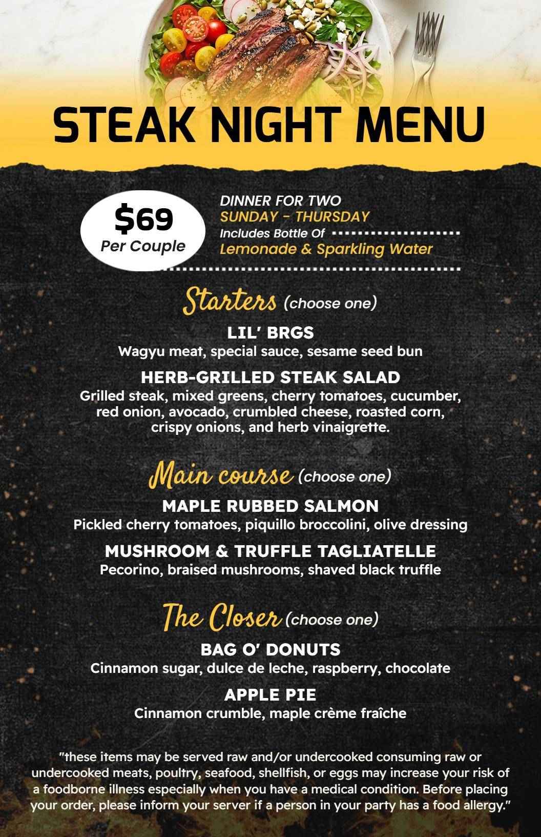Elegant Grilled Steakhouse Dinner Menu Template