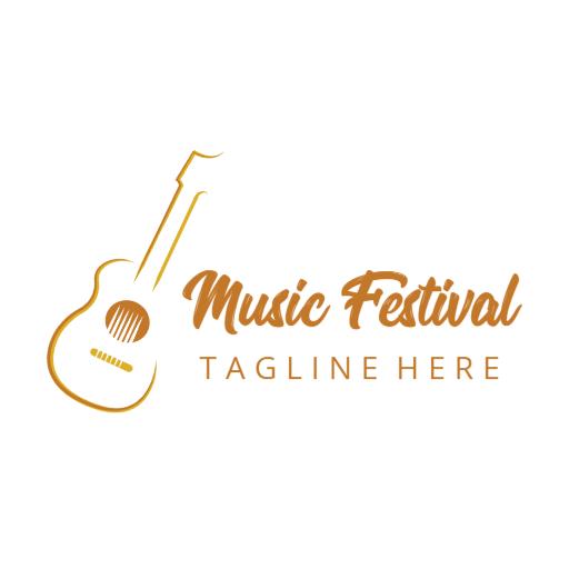 Elegant Guitar Design Celebrating Vibrant Music Festival Logo Template