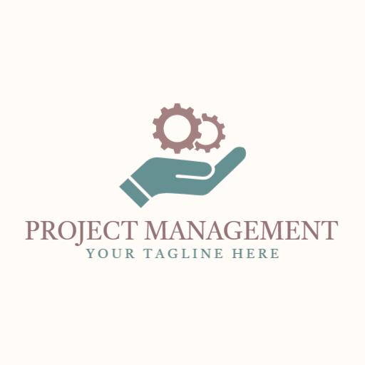 Elegant Hand Design with Gears Expressing Project Management Logo Template