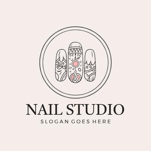 Elegant Hand-Drawn Nail Art Design for Nail Studio Logo Template