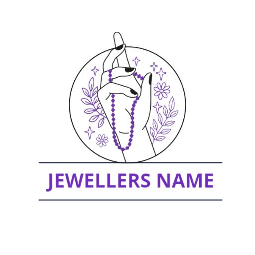 Elegant Hand Holding Jewelry Beads in Purple Design Logo Template