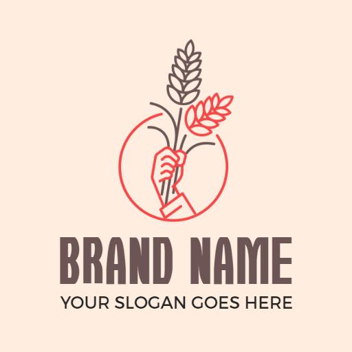 Elegant Hand Holding Wheat Stalks for Rice Industry Logo Template