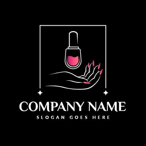 Elegant Hand with Nail Polish Bottle Enhancing Nail Art Logo Template
