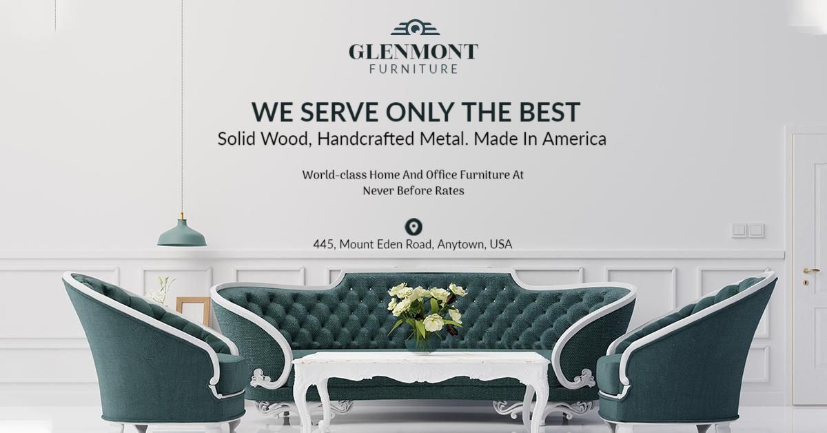 Elegant Handcrafted Furniture Display on White Background Facebook Ad Template