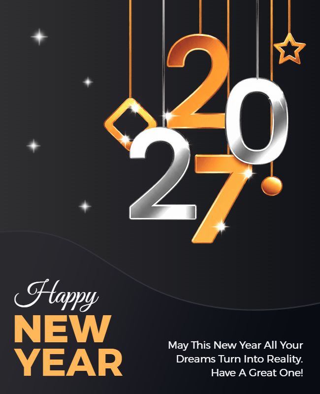 Elegant Happy New Year 2027 Greetings Flyer Template