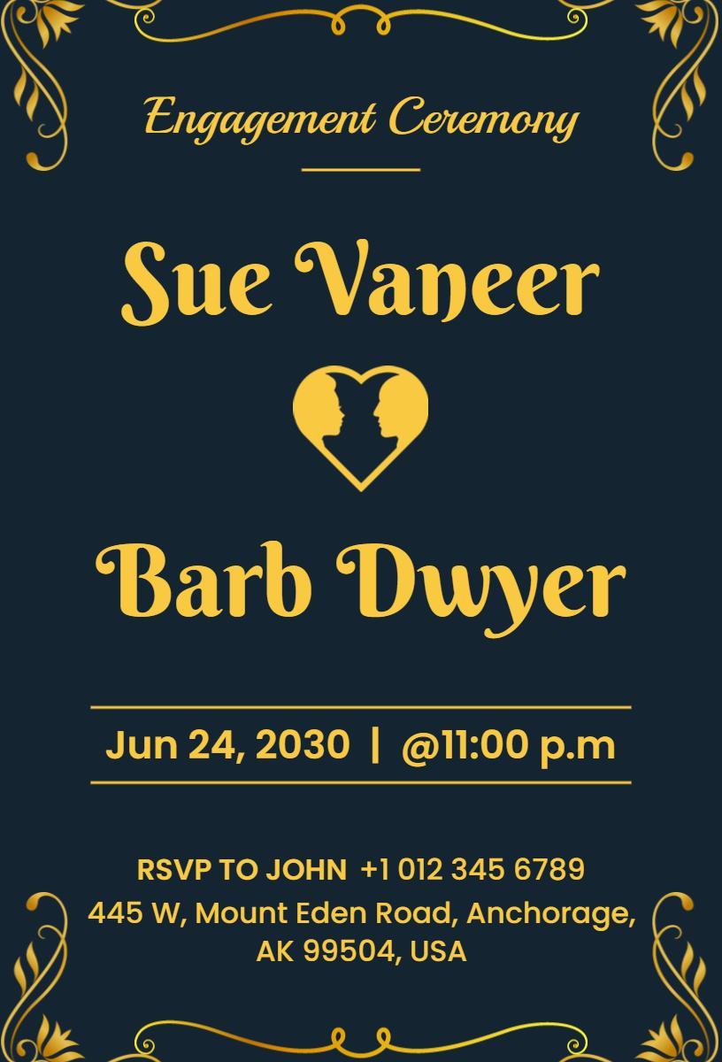 Elegant Heart Silhouette Engagement Ceremony Invitation Template