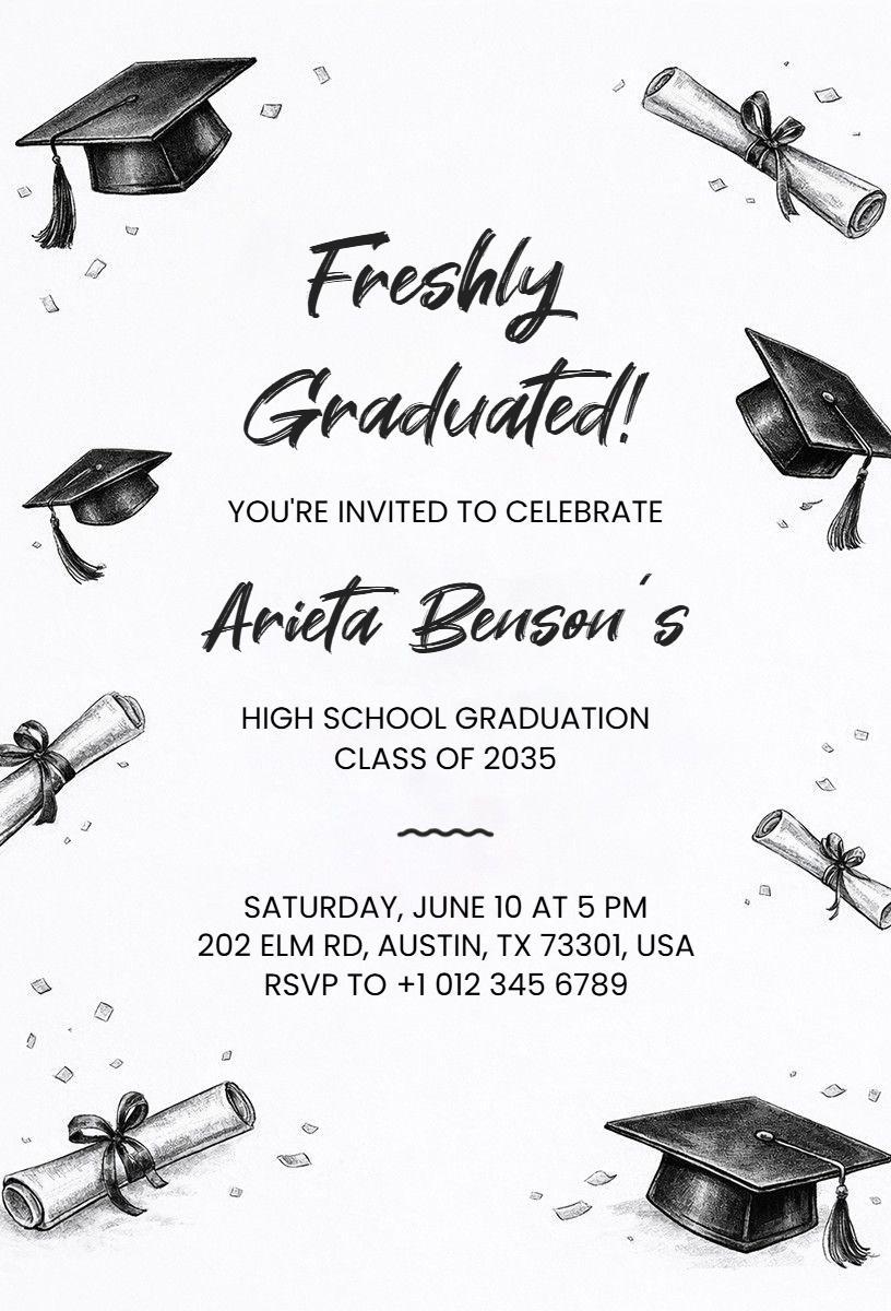 Elegant High School Graduation Celebration Invitation Template