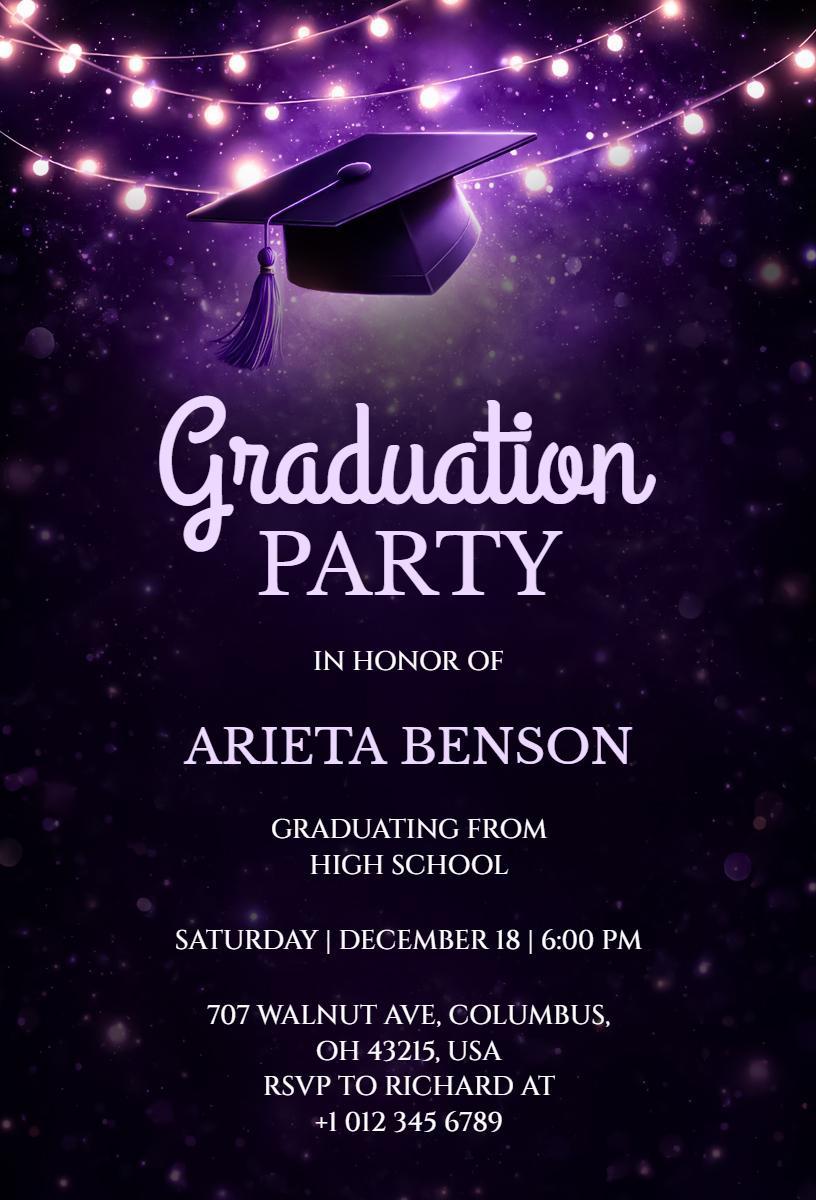 Elegant High School Graduation Party Celebration Invitation Template