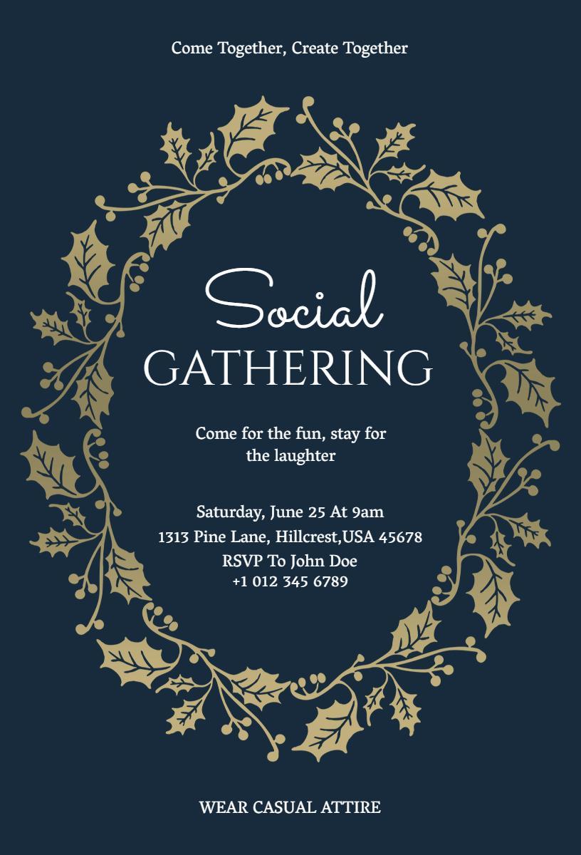 Elegant Holiday Social Gathering Casual Invitation Template