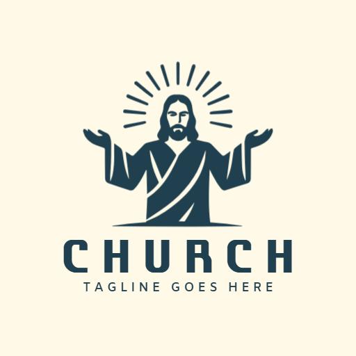 Elegant Holy Figure with Radiant Light Symbolizing Church Logo Template