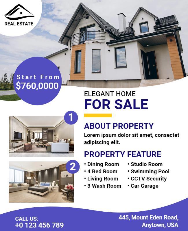 Elegant Home Real Estate Sales Flyer Template