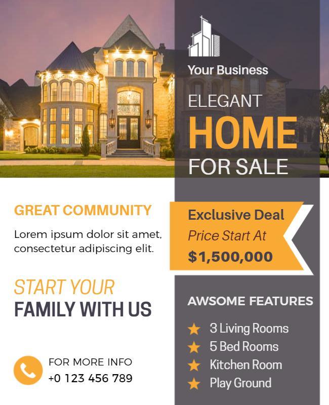 Elegant Home Sale in Great Community Real Estate Poster Template