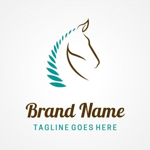 Elegant Horse Head Design with Stylized Leaves Logo Template