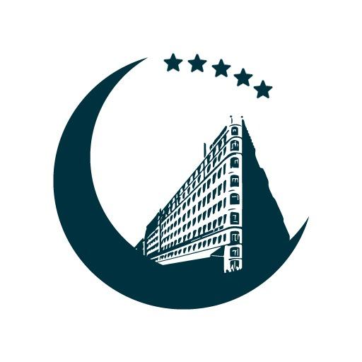 Elegant Hotel Design with Crescent Moon and Stars Logo Template