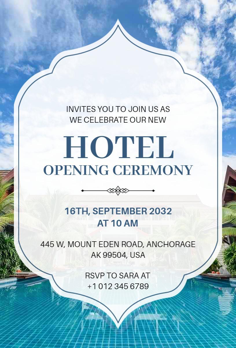 Elegant Hotel Grand Opening Ceremony Invitation Template
