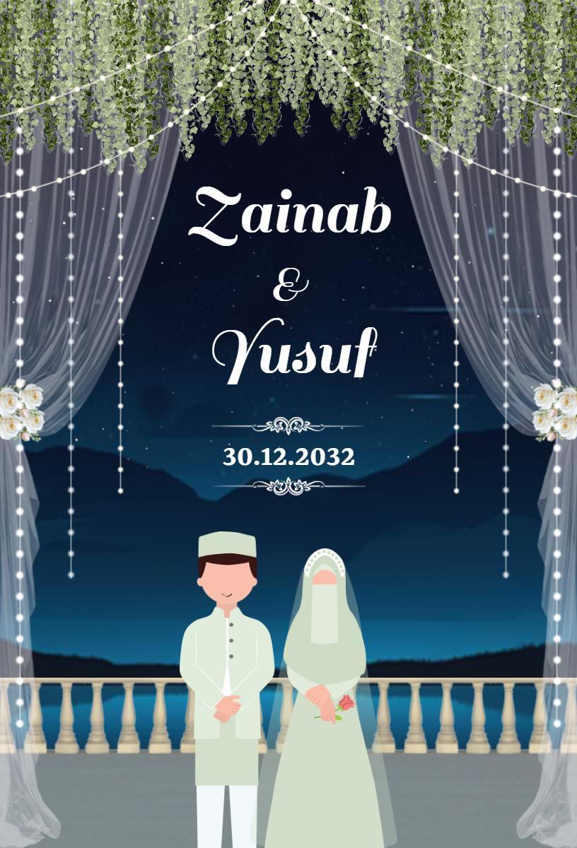 Elegant Indian Nikah Ceremony Night Celebration Invitation Template