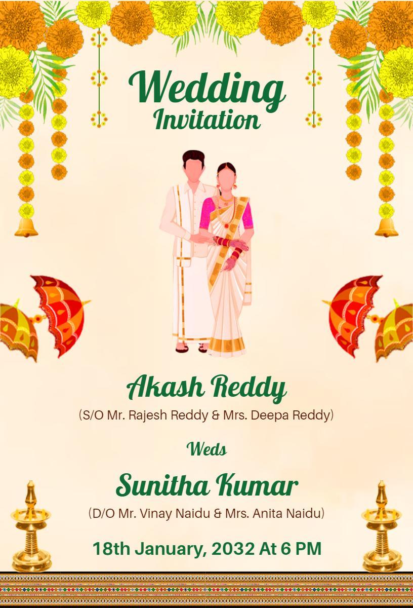 Elegant Indian Traditional Wedding Ceremony Invitation Template