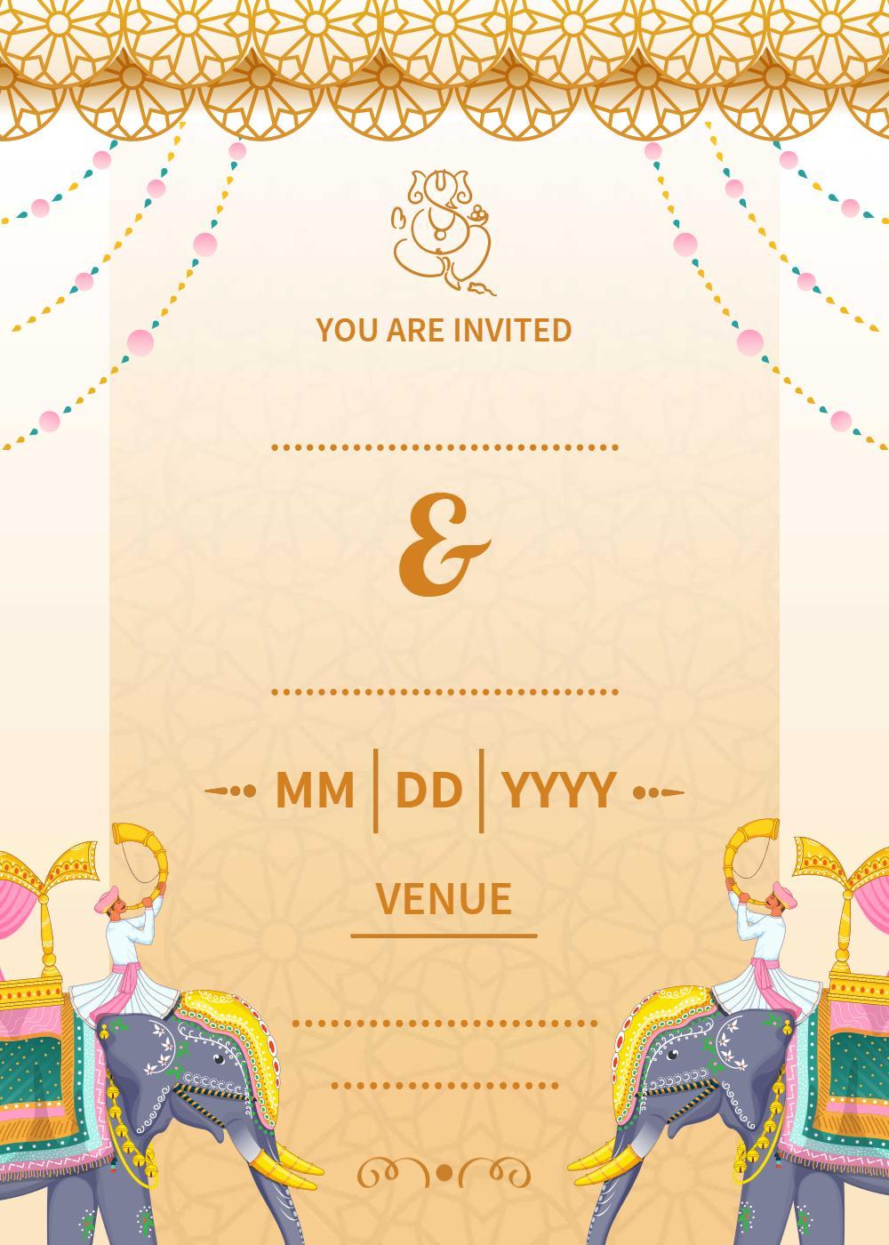 Elegant Indian Wedding Celebration Blank Invitation Template