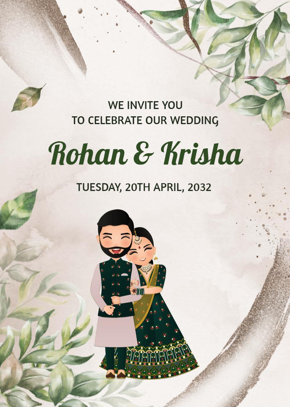Elegant Indian Wedding Celebration Ceremony Invitation Template