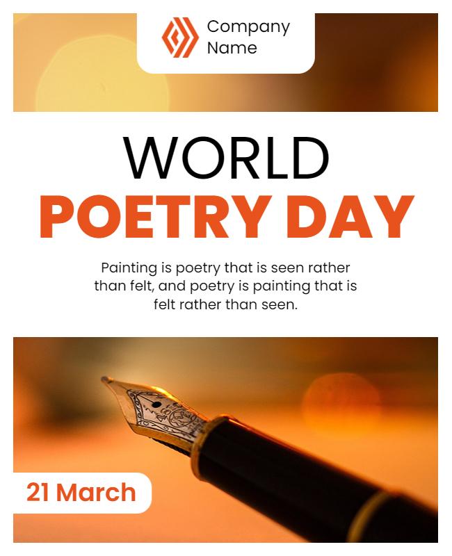 Elegant Inspirational World Poetry Day Celebration Poster Template