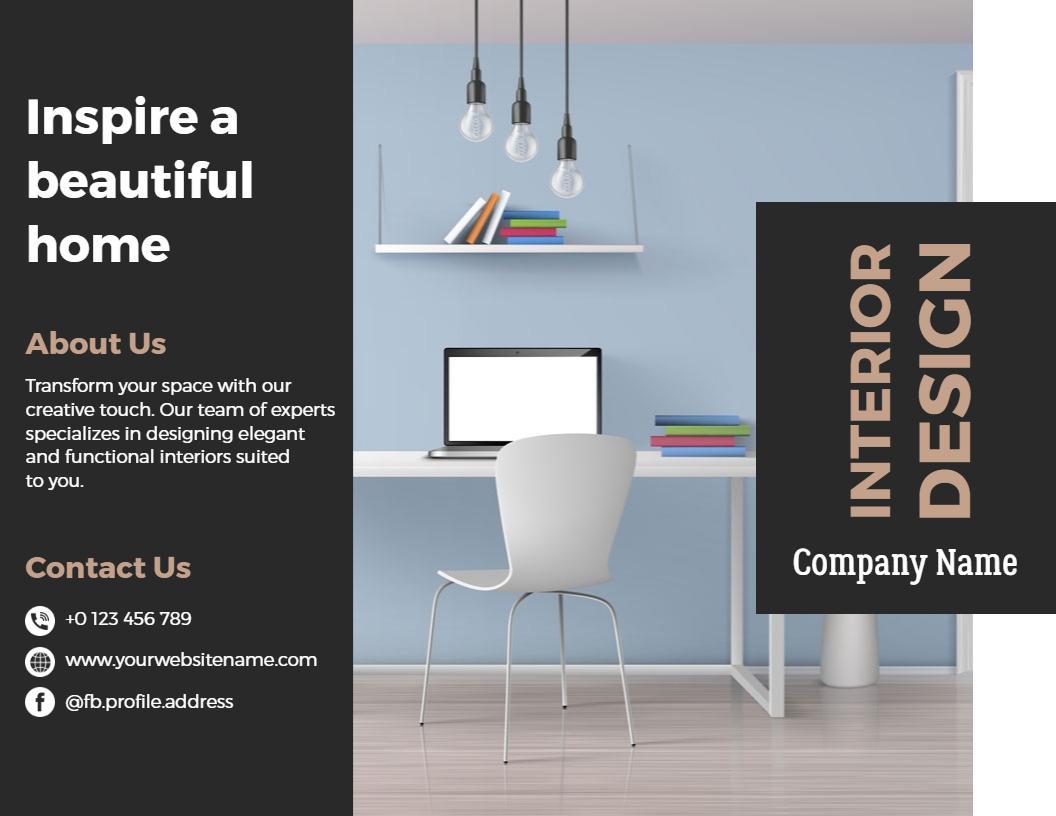 Elegant Interior Design Home Transformation Services Brochure Template