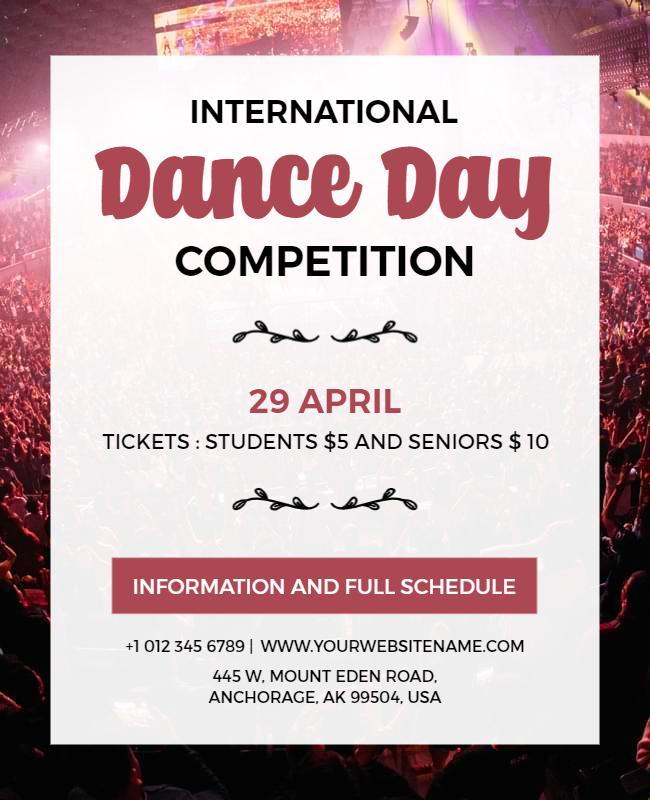 Elegant International Dance Day Competition Poster Template