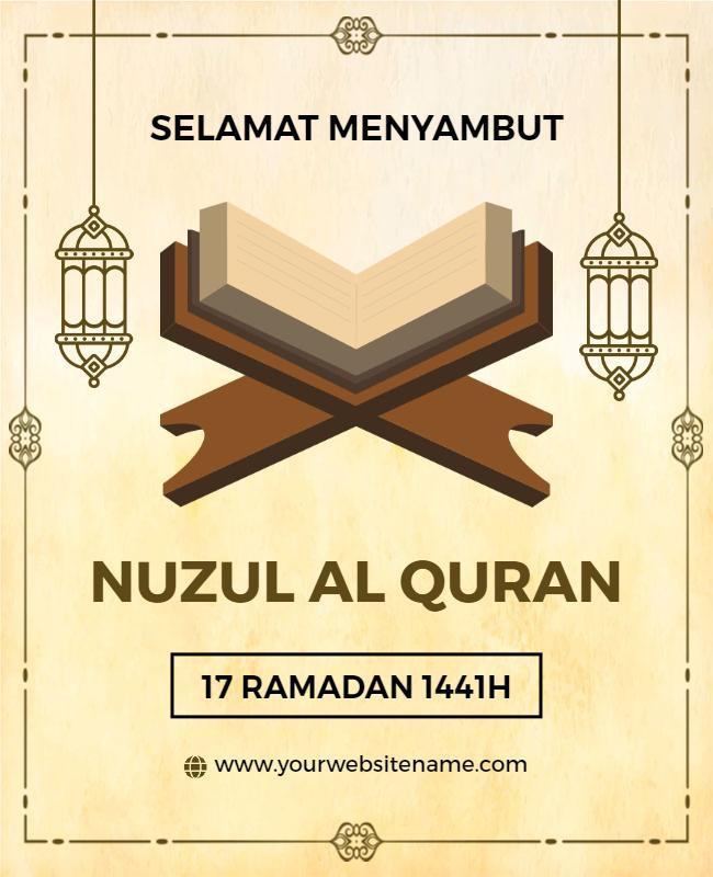 Elegant Islamic Celebration of Nuzul Al Quran Poster Template